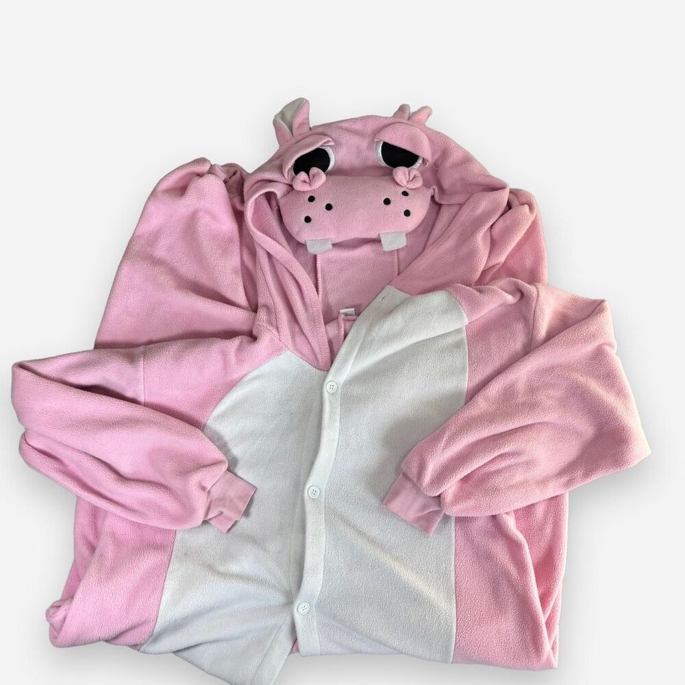 Small Pink and white hippo onesie